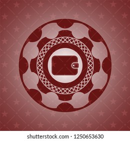 wallet icon inside retro red emblem