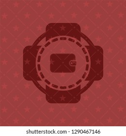 wallet icon inside retro red emblem