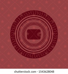 wallet icon inside retro style red emblem