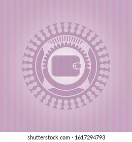 wallet icon inside retro style pink emblem