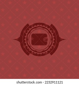 wallet icon inside retro style red emblem. 
