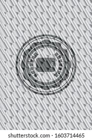 wallet icon inside shiny silver emblem. Scales pattern. Vector Illustration. Detailed.