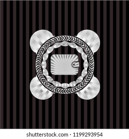 wallet icon inside silver badge or emblem