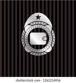 wallet icon inside silver badge or emblem