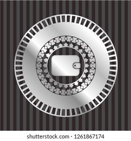 wallet icon inside silver badge or emblem