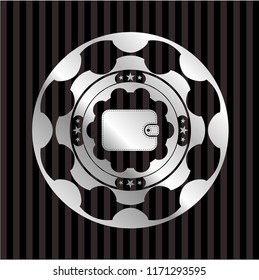 wallet icon inside silver emblem