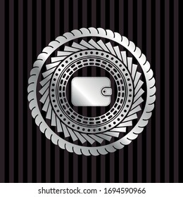 wallet icon inside silver emblem