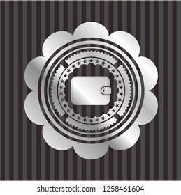 wallet icon inside silver shiny emblem
