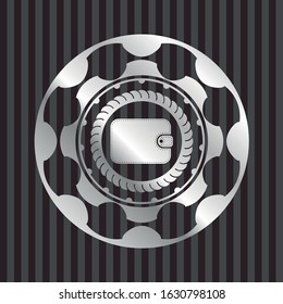 wallet icon inside silver shiny emblem