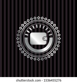 wallet icon inside silvery badge or emblem