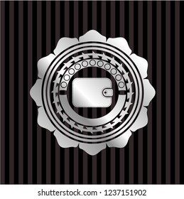 wallet icon inside silvery emblem