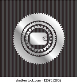 wallet icon inside silvery emblem