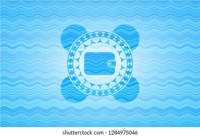 wallet icon inside water emblem.