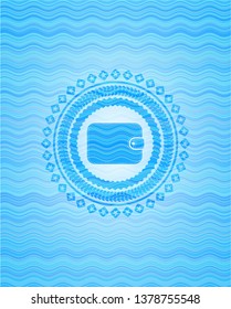 wallet icon inside water emblem.