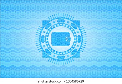wallet icon inside water emblem.