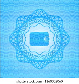 wallet icon inside water wave concept style emblem.