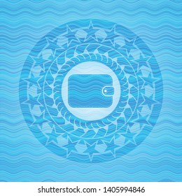 wallet icon inside water wave representation badge.