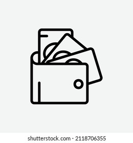  wallet icon, isolated ecommerce outline icon in light grey background, perfect for website, blog, logo, graphic design, social media, UI, mobile app, EPS 10 vector illustration