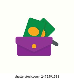 wallet icon, isolated flat color womens day icon illustration