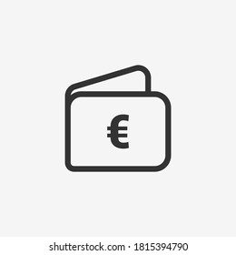 Wallet icon isolated on background. Euro symbol modern, simple, vector, icon for website design, mobile app, ui. Vector Illustration