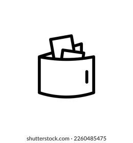 Icono de cartera aislado en negro. Símbolo de cartera adecuado para diseño gráfico y sitios web en un fondo blanco. vector de icono