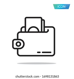 Icono de billetera aislado en fondo blanco.