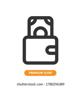 wallet icon isolated on white background. for your web site design, logo, app, UI. Vector graphics illustration and editable stroke. EPS 10.