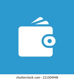 Wallet icon, isolated, white on the blue background. Exclusive Symbols 