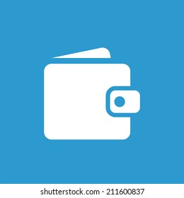 wallet icon, isolated, white on the blue background. Exclusive Symbols 