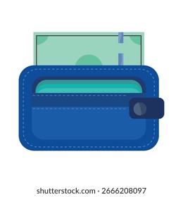 Icono de billetera. Cartera de cuero y dólares.