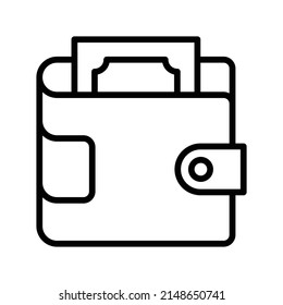Wallet Icon. Line Art Style Design Isolated On White Background