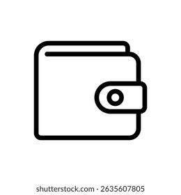 Wallet icon in line style, isolated on white. Suitable for finance, personal money, shopping, transaction, and cash management graphics.