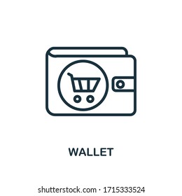 Wallet icon. Line style simple element from e-commerce icons collection. Pixel perfect simple wallet icon for web design, apps, software, print usage.