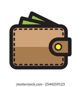 wallet icon, linear style, vector illustration 