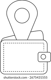 wallet icon and location icon with white background.with black lines