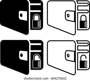 Wallet Icon Locked Unlocked Vector Illustration