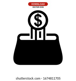 wallet icon or logo isolated sign symbol vector illustration - high quality black style vector icons
