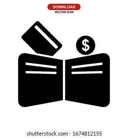 wallet icon or logo isolated sign symbol vector illustration - high quality black style vector icons

