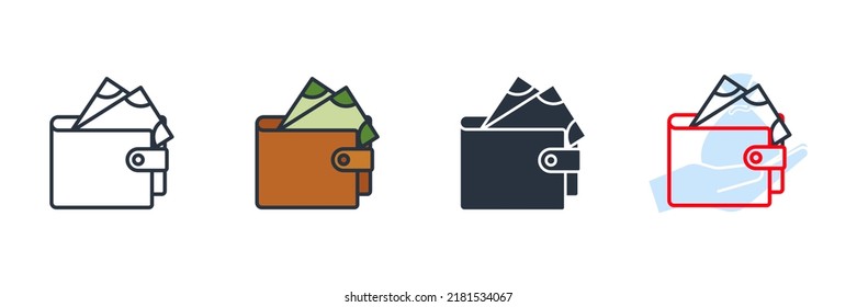 Portemonnaie Symbol Logo, Vektorgrafik. Vorlage für Finanzzeichen für grafische und Web-Design-Sammlung