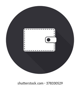 wallet icon with long shadow - vector round button