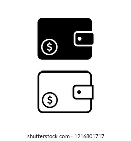Wallet icon in modern flat design isolated on white background, purse vector illustration for web site or mobile app