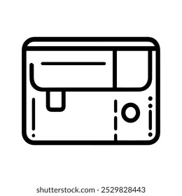 wallet icon or modern line symbol. Vector line art and icon design with bold outline. Black and white Pixel Perfect minimalistic symbol isolated white background. Silhouette simple thin sign