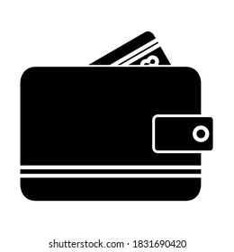 Wallet icon in modern silhouette style design. Vector illustration isolated on white background.