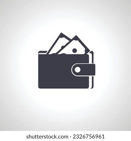 Icono de cartera. Cartera con icono de dinero. 