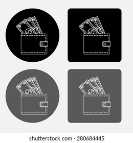 Wallet icon with money 