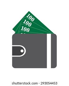wallet icon with money 