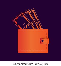  Wallet icon with money 