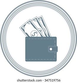 Wallet icon with money 