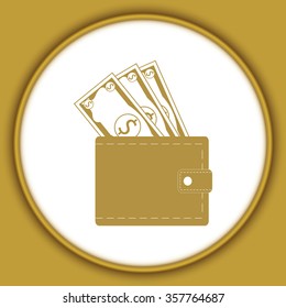 Wallet icon with money 