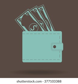 Wallet icon with money 